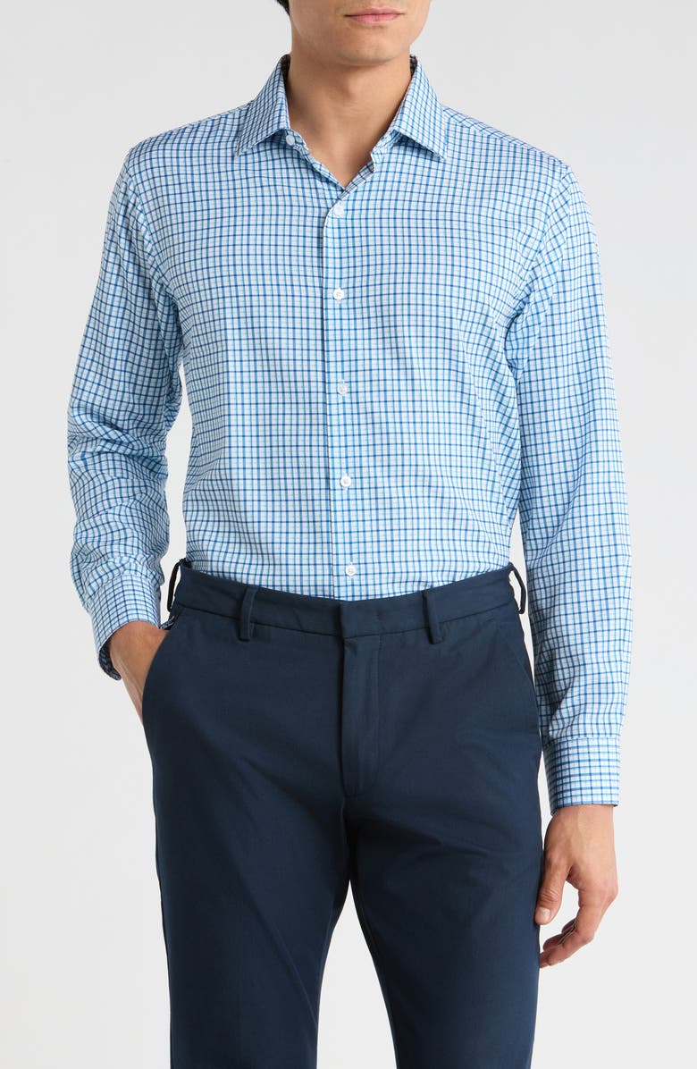 Nautica Slim Fit Plaid Print Dress Shirt, Main, color, Blue