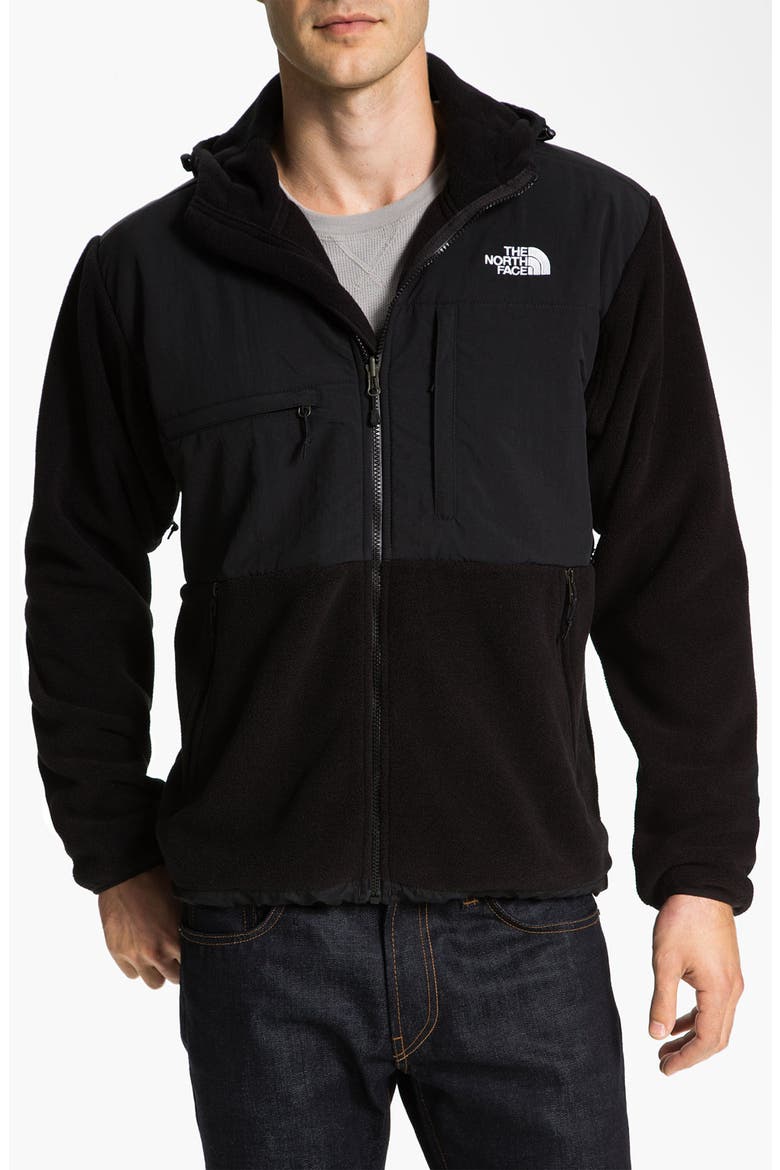 'Denali' Hooded Recycled Fleece Jacket, Main, color, BLACK