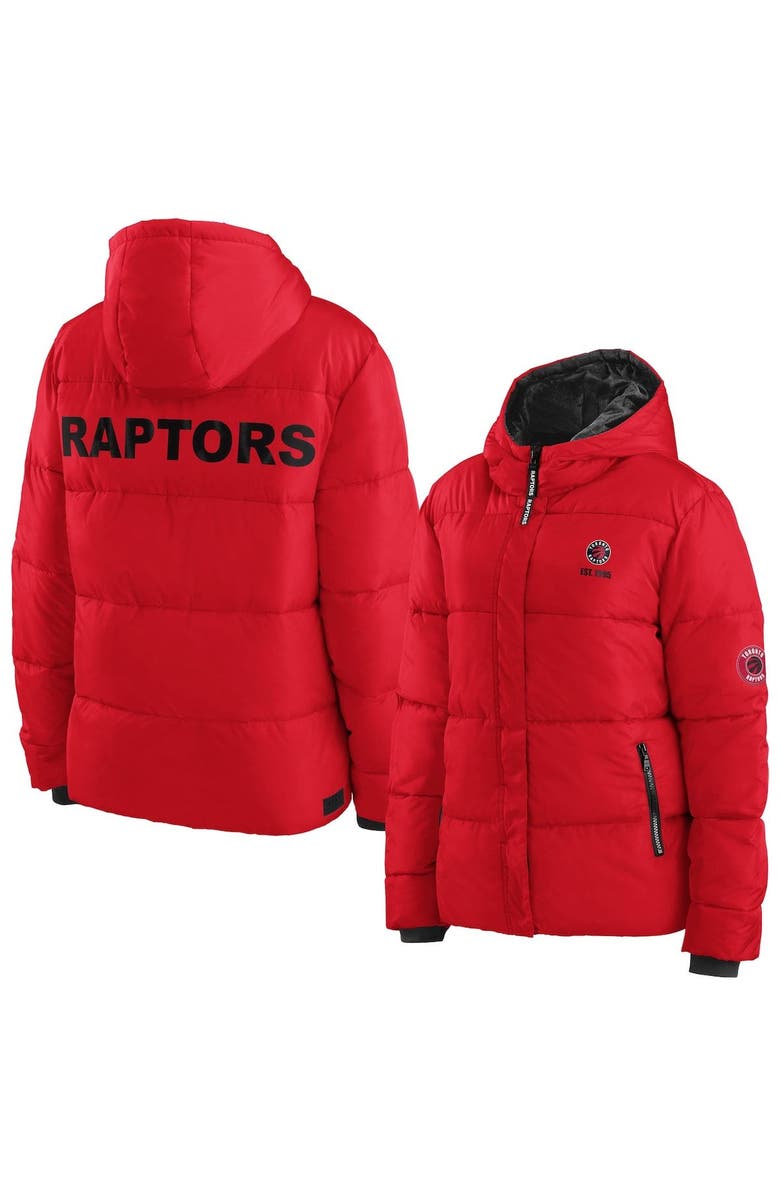 WEAR by Erin Andrews Women's WEAR by Erin Andrews Red Toronto Raptors Plush Puffer Full-Zip Jacket, Main, color, Red
