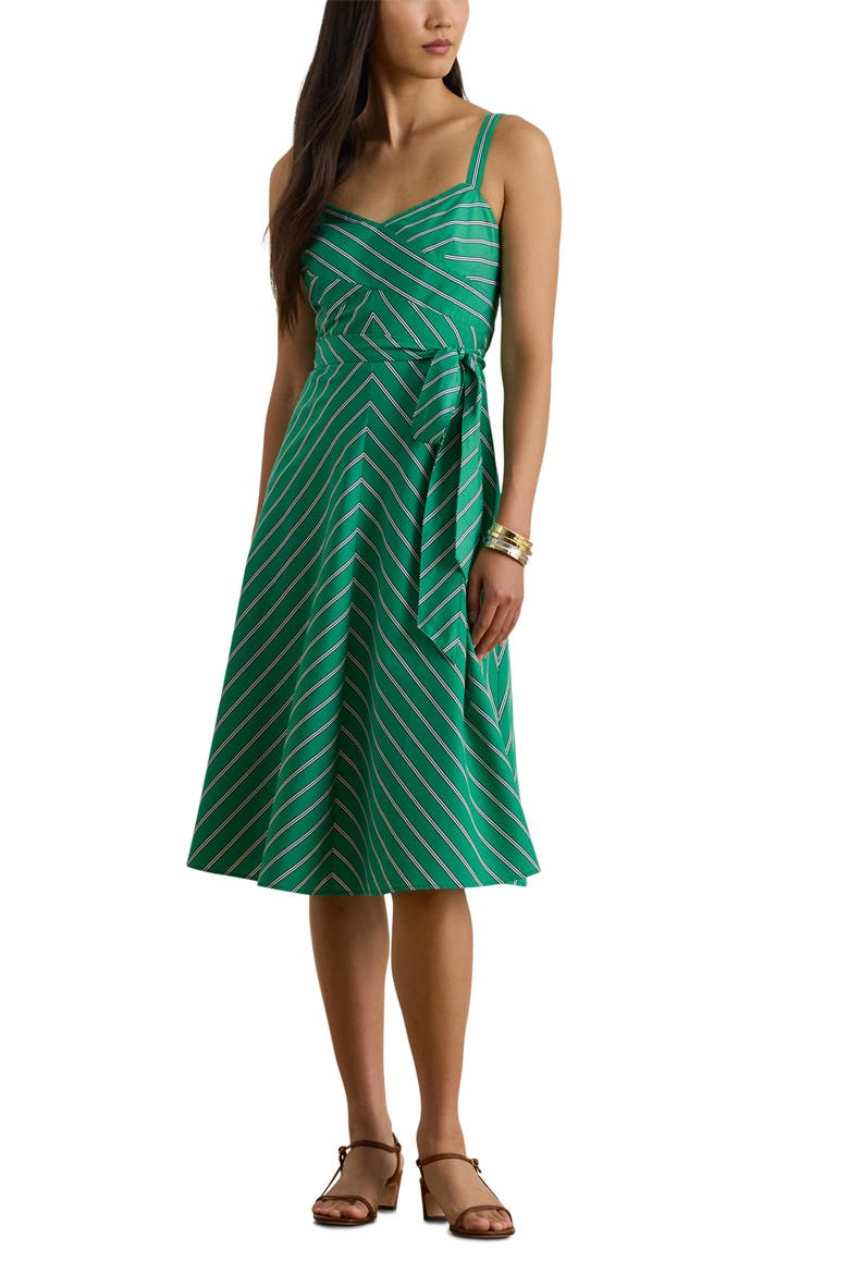 Stripe Cotton Broadcloth Dress, Main, color, GREEN/ WHITE