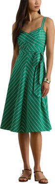 Lauren Ralph Lauren Stripe Cotton Broadcloth Dress
