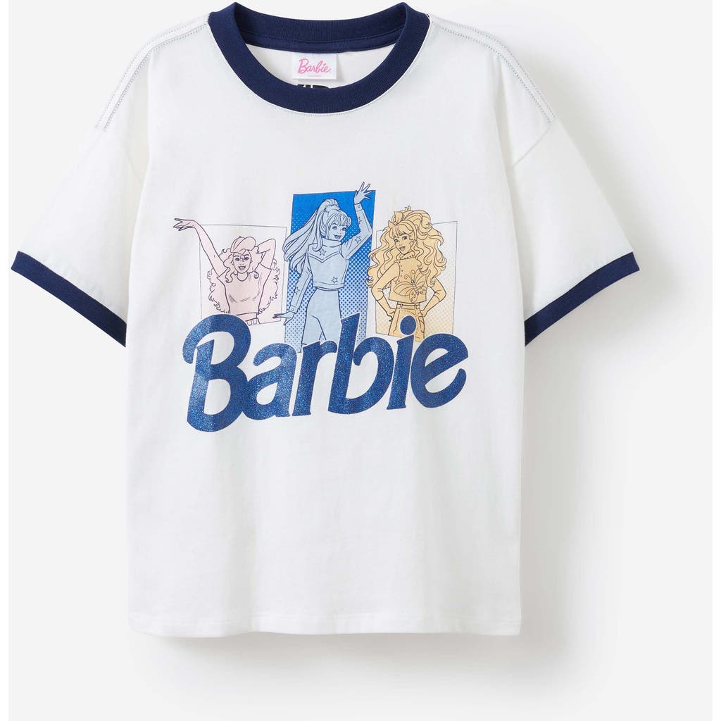 Cotton On Kids Kid's License Drop Shoulder Short Sleeve Tee In Retro Barbievanilla