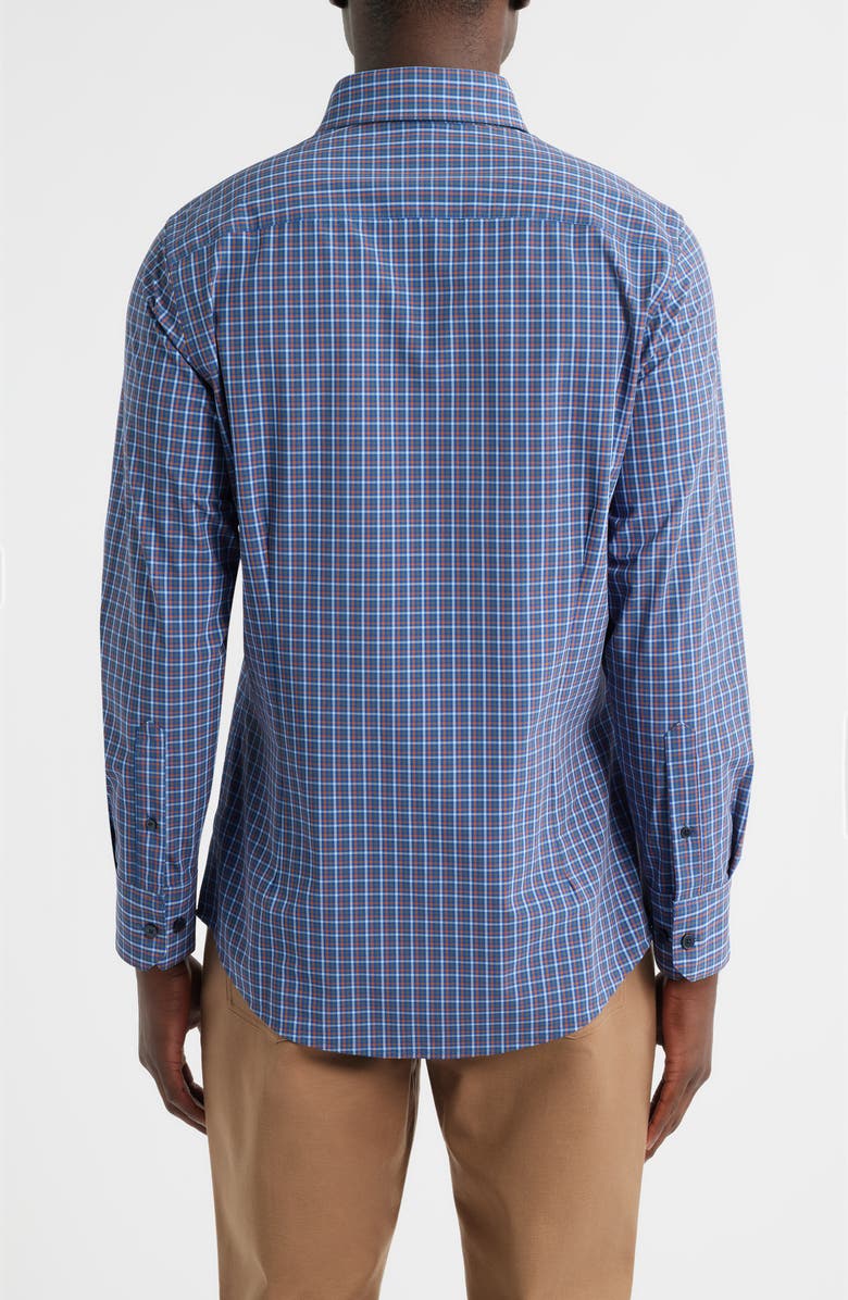 Mizzen+Main Leeward No Tuck Trim Fit Plaid Performance Button-Up Shirt, Alternate, color, Cobalt Doug Plaid