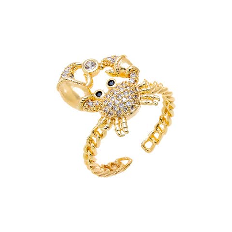 Pave Crawling Lobster Adjustable Ring