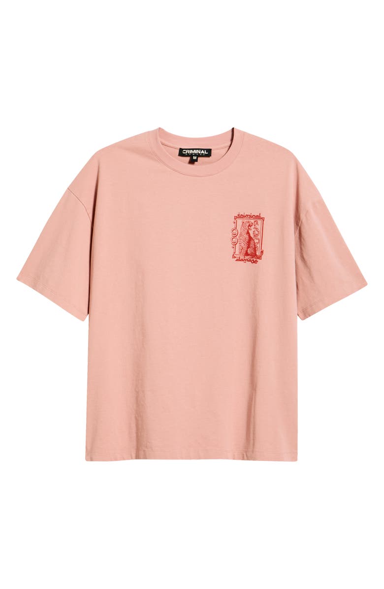 CRIMINAL DAMAGE Leopard Lounge Cotton T-Shirt, Alternate, color, Pink/Red