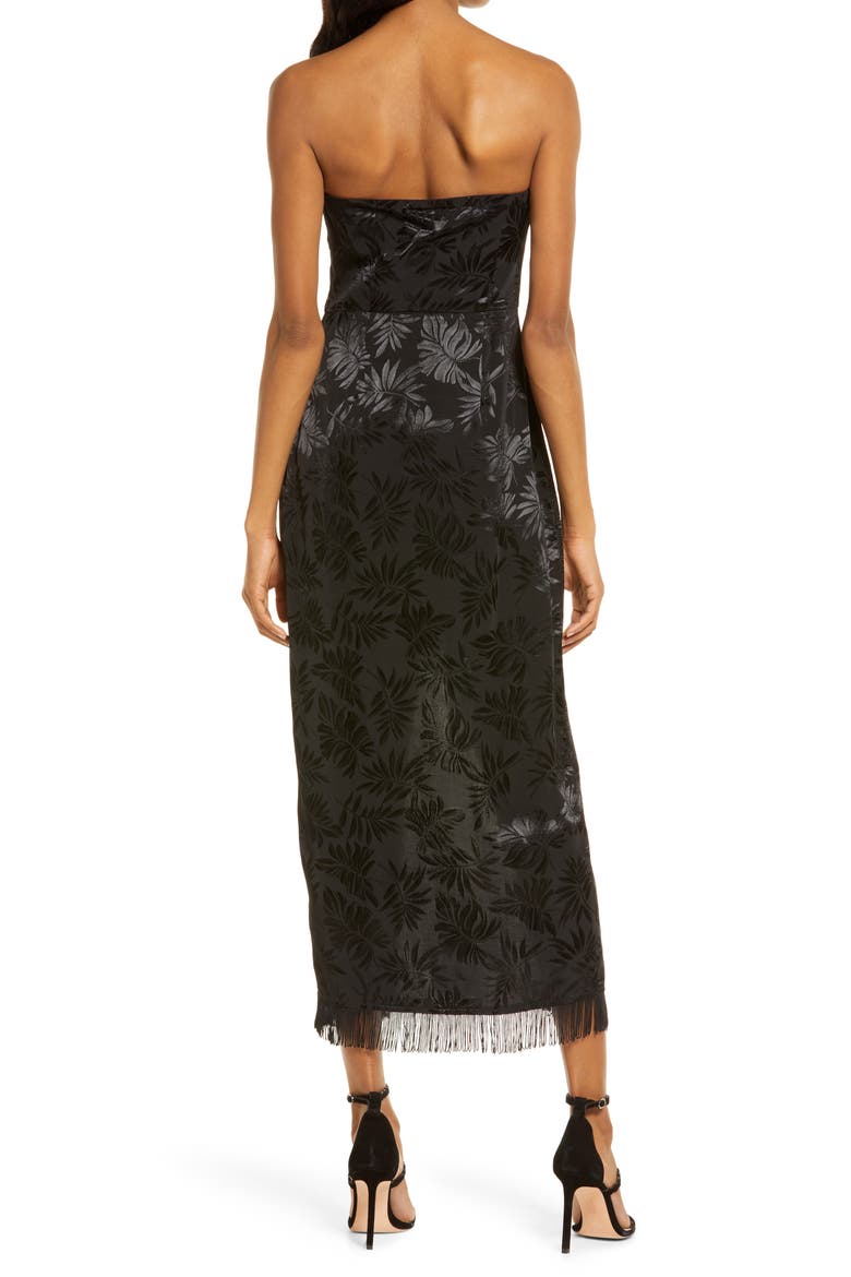 Ignite My Love Embossed Strapless Gown, Alternate, color, BLACK FLORAL