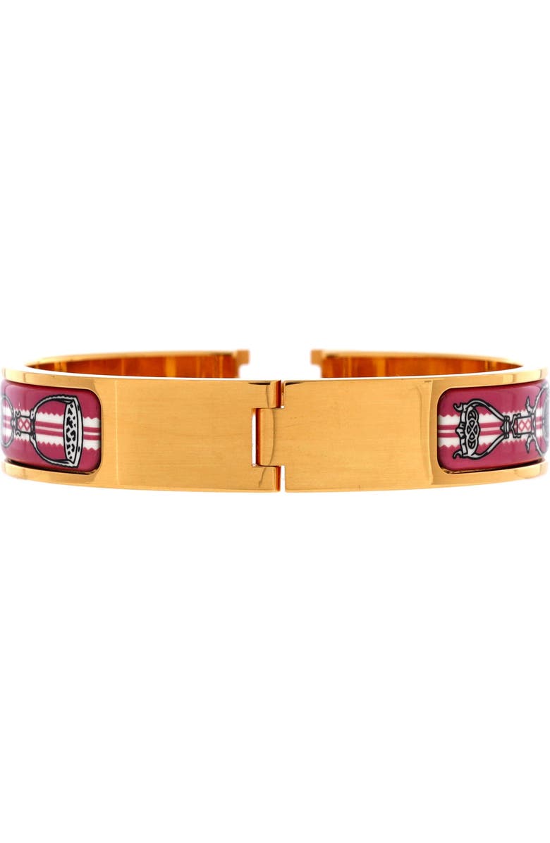 Pre-Owned Hermes Clic H Bracelet Printed Enamel Narrow, Alternate, color, Pink