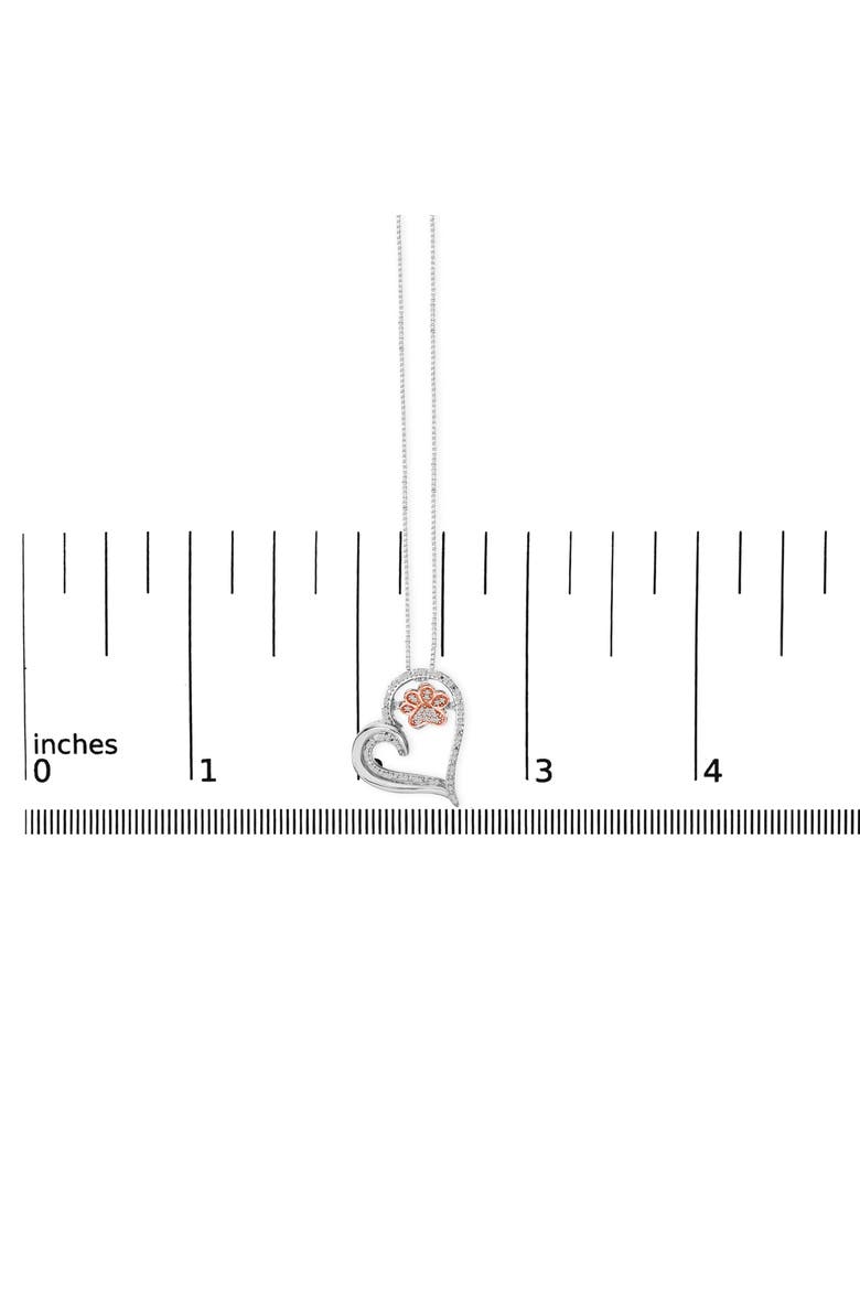 14K Rose Gold Plated Sterling Silver 1/10 Cttw Diamond Paw & Heart Pendant Necklace, Alternate, color, White Gold over Silver
