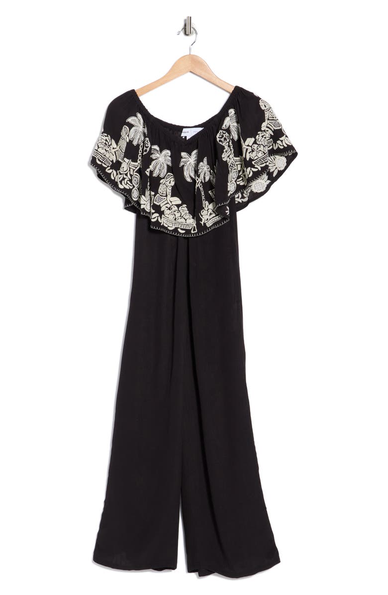 Desigual Embroidered Popover Jumpsuit, Main, color, Black