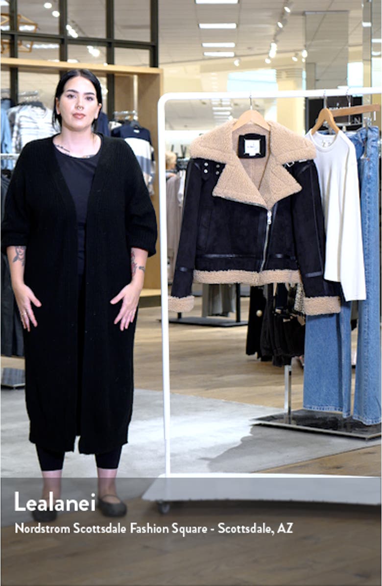 Notched Lapel Faux Shearling & Faux Suede Jacket, sales video thumbnail