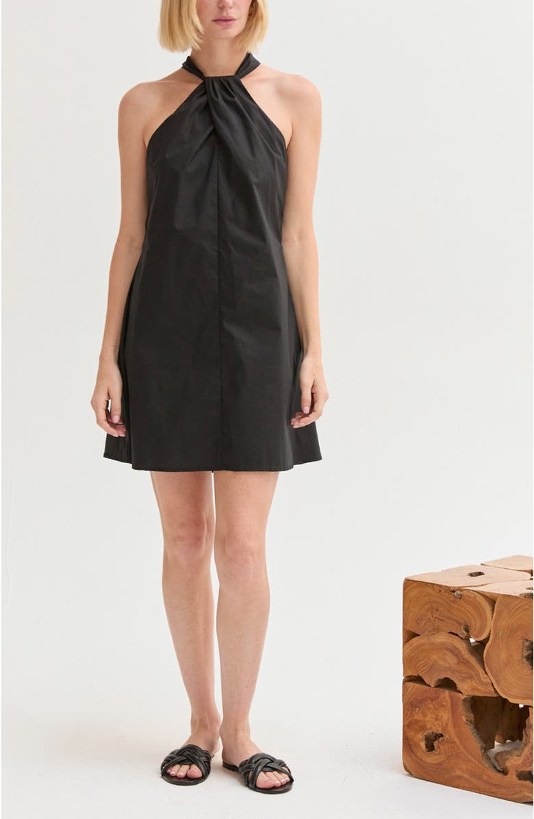CRESCENT Halter Poplin Mini Dress, Alternate, color, Black