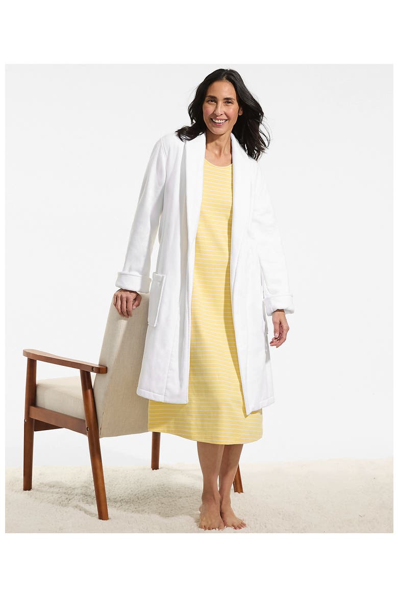 Cotton Terry Knee Length Spa Bath Robe, Alternate, color, White