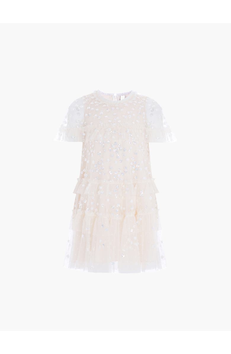 Needle & Thread Leila Dot Tiered Cape Kids Dress, Alternate, color, Cream