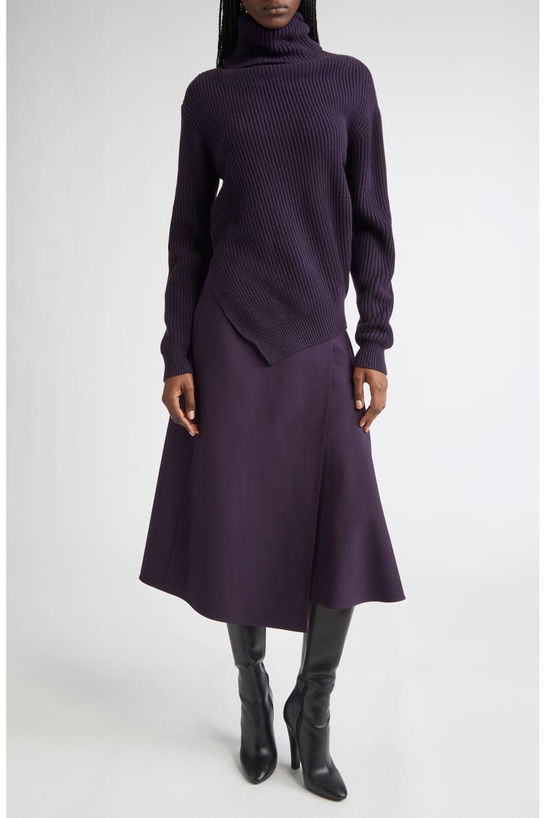 Draped Wool Wrap Skirt, Alternate, color, AUBERGINE