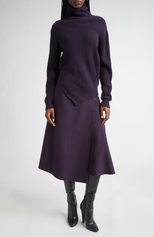 Michael Kors Collection Bias Hem Cashmere Turtleneck Sweater In Purple