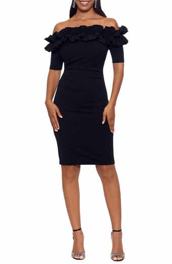 Xscape Evenings Ruffle Off-the-Shoulder Cocktail Dress