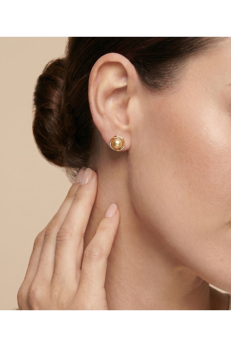 Golden South Sea Pearl and Diamond Lexi Earrings, Alternate, color, Yellow Gold