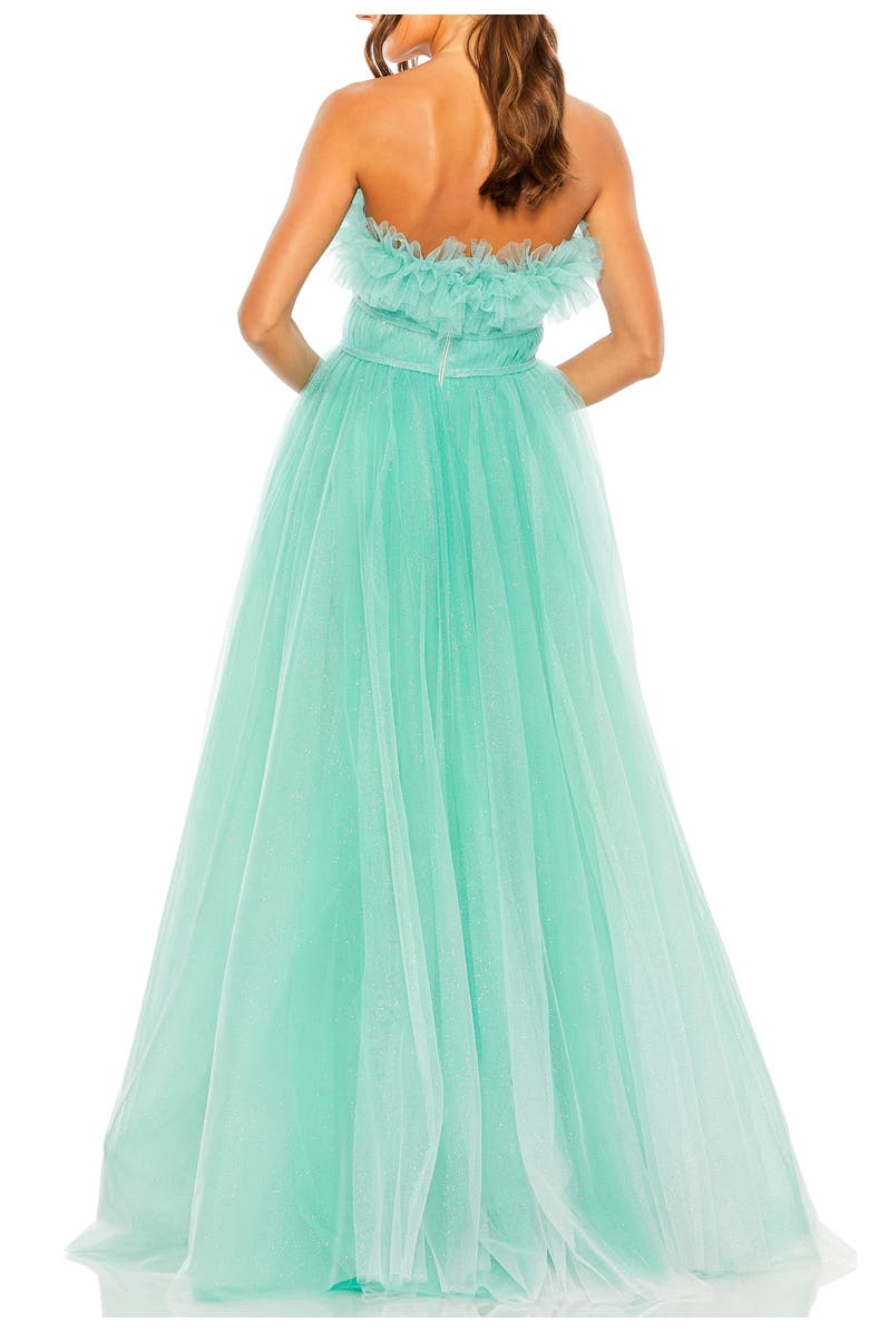 Mac Duggal Strapless Glitter Tulle Gown, Alternate, color,