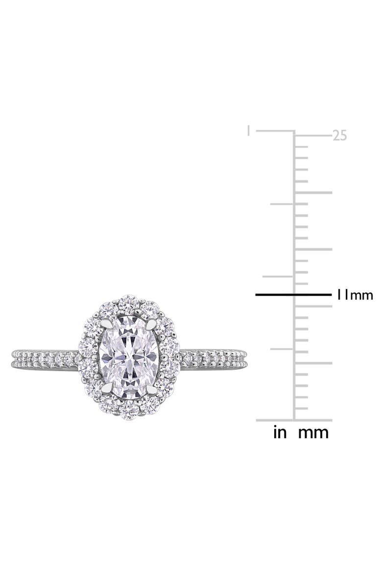 Moissanite Oval Halo Engagement Ring, Alternate, color, Sterling Silver
