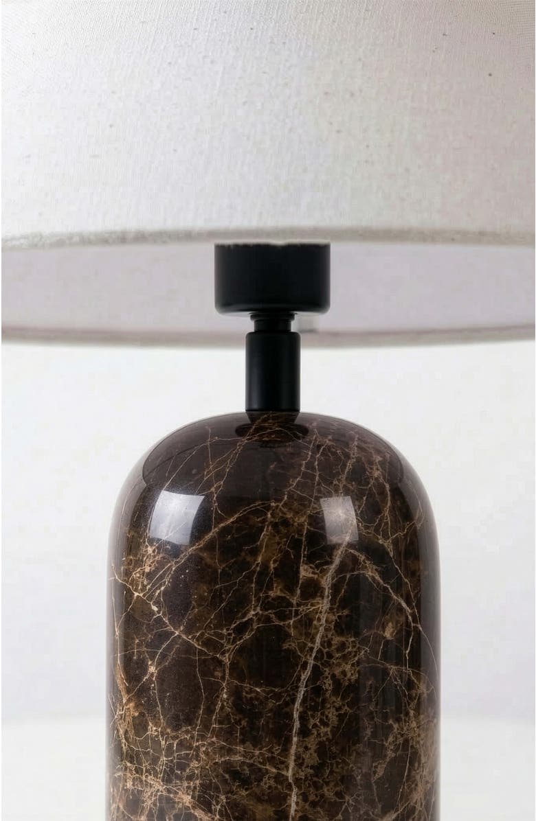 Brightech Sansa Table Lamp with Travertine Base, Alternate, color, Brown Marble