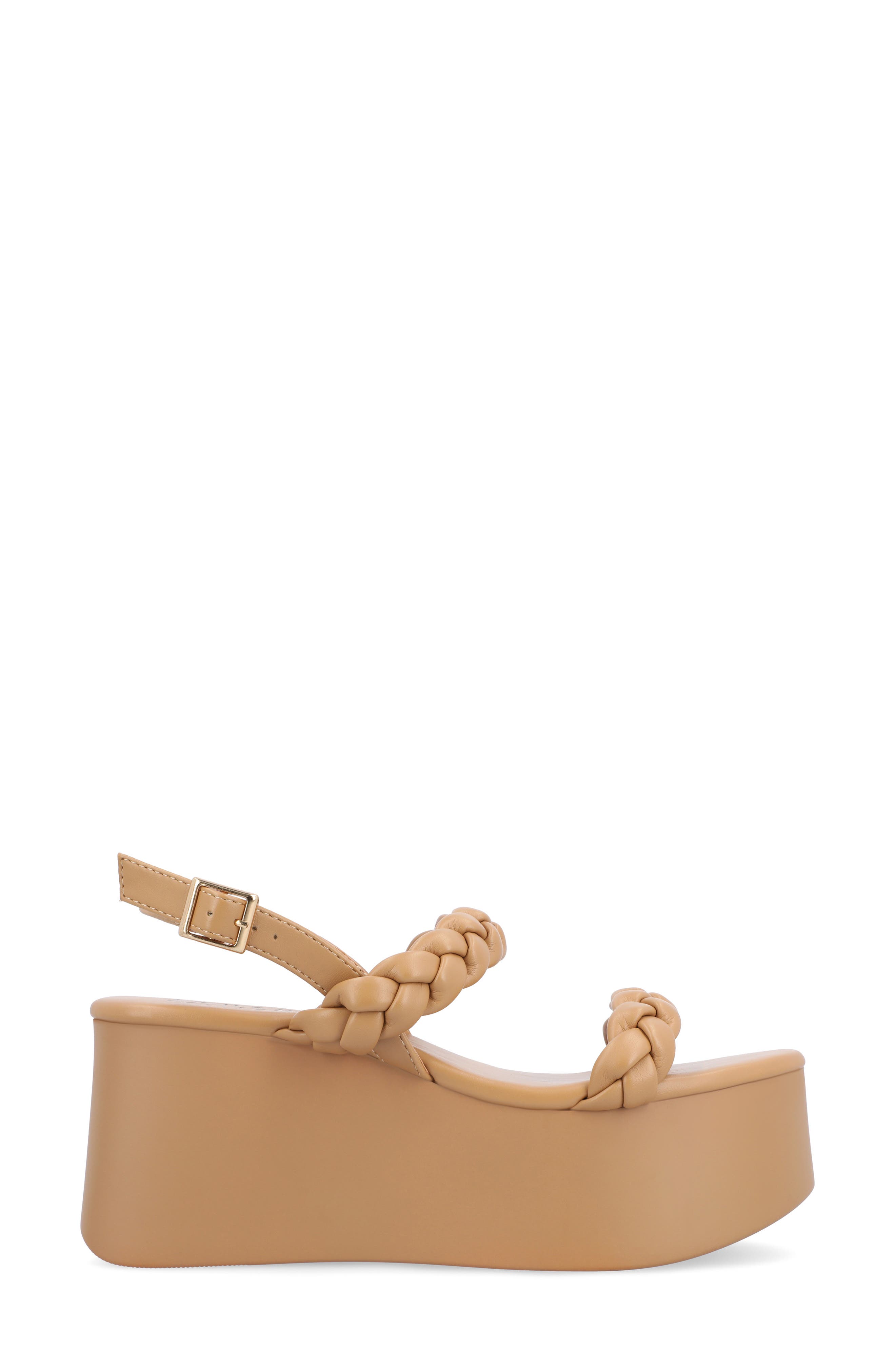 Journee Collection Zannah Braided Platform Sandal, Alternate, color, Tan
