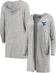 BOXERCRAFT Women's Heathered Gray West Virginia Mountaineers Cuddle Soft Duster Tri-Blend Hooded Cardigan