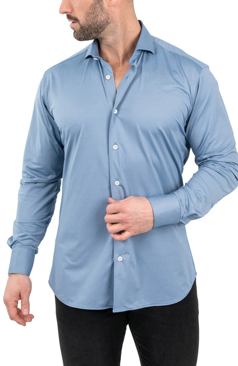 Maceoo Einstein Stretchblotter Blue Button-Up Shirt, Alternate, color, Blue