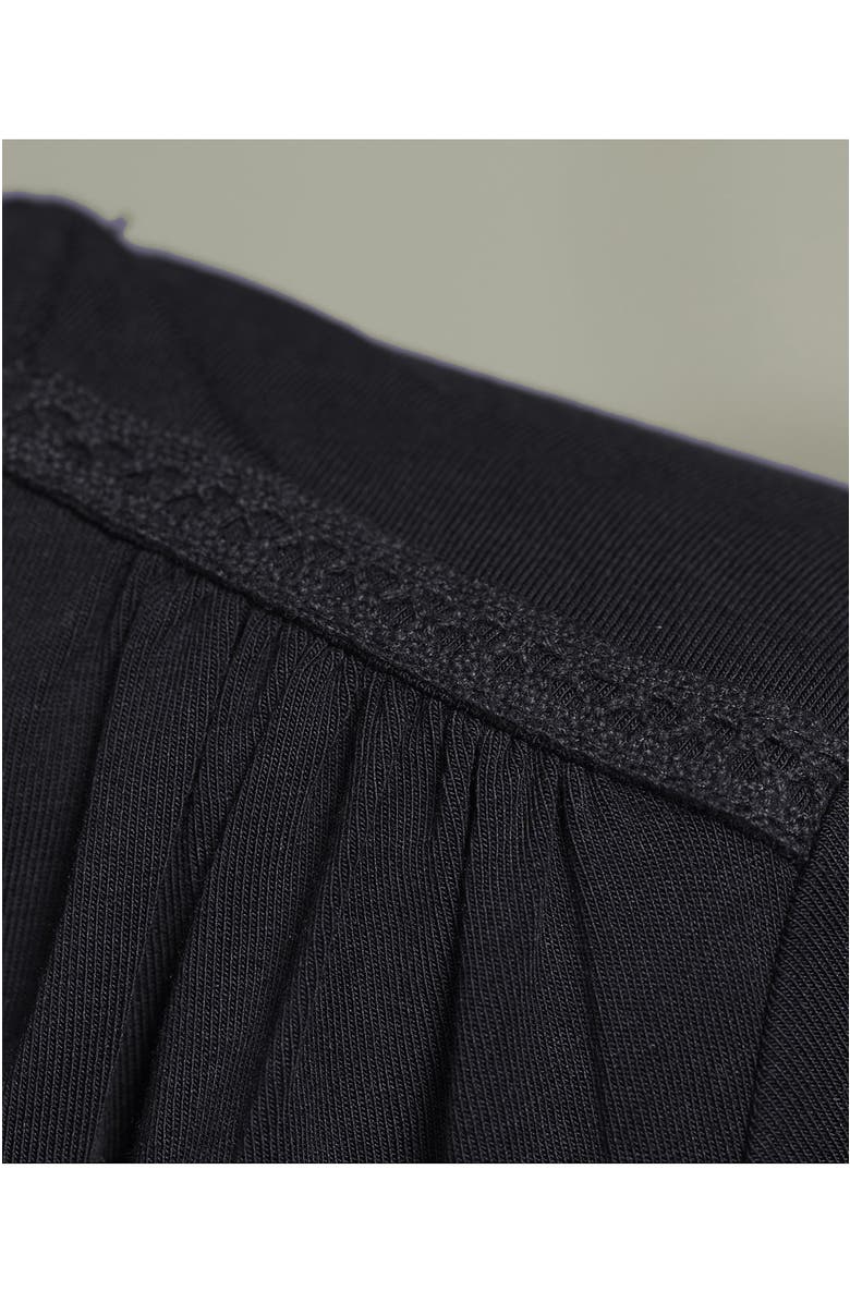 Lands' End Short Sleeve Lightweight Jersey Gathered Shoulder T-Shirt, Alternate, color, Black