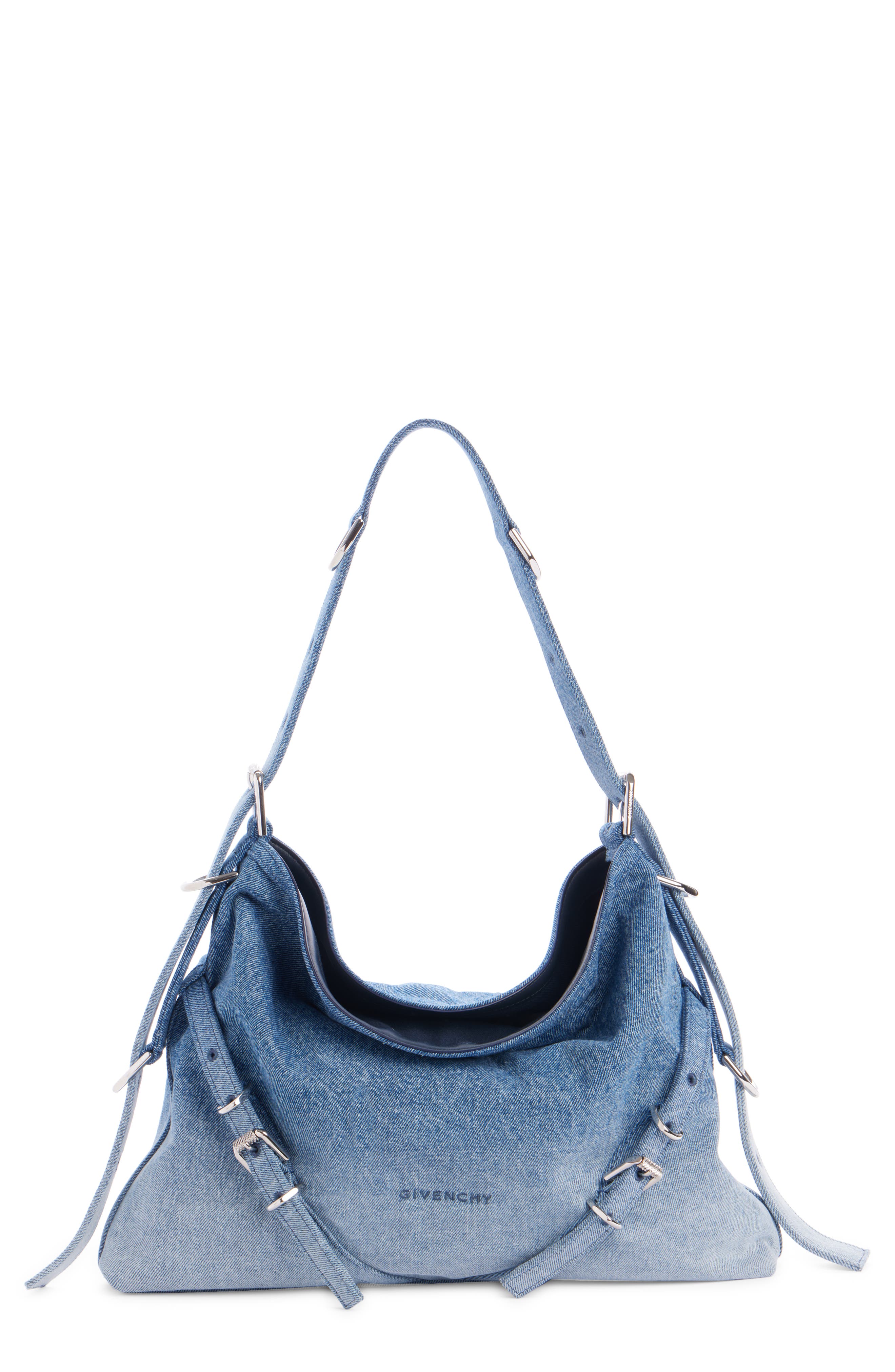Givenchy Medium Voyou Faded Denim Hobo Bag, Main, color, 