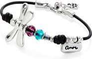 UNODE50 Dragonfly Charm Leather Bracelet