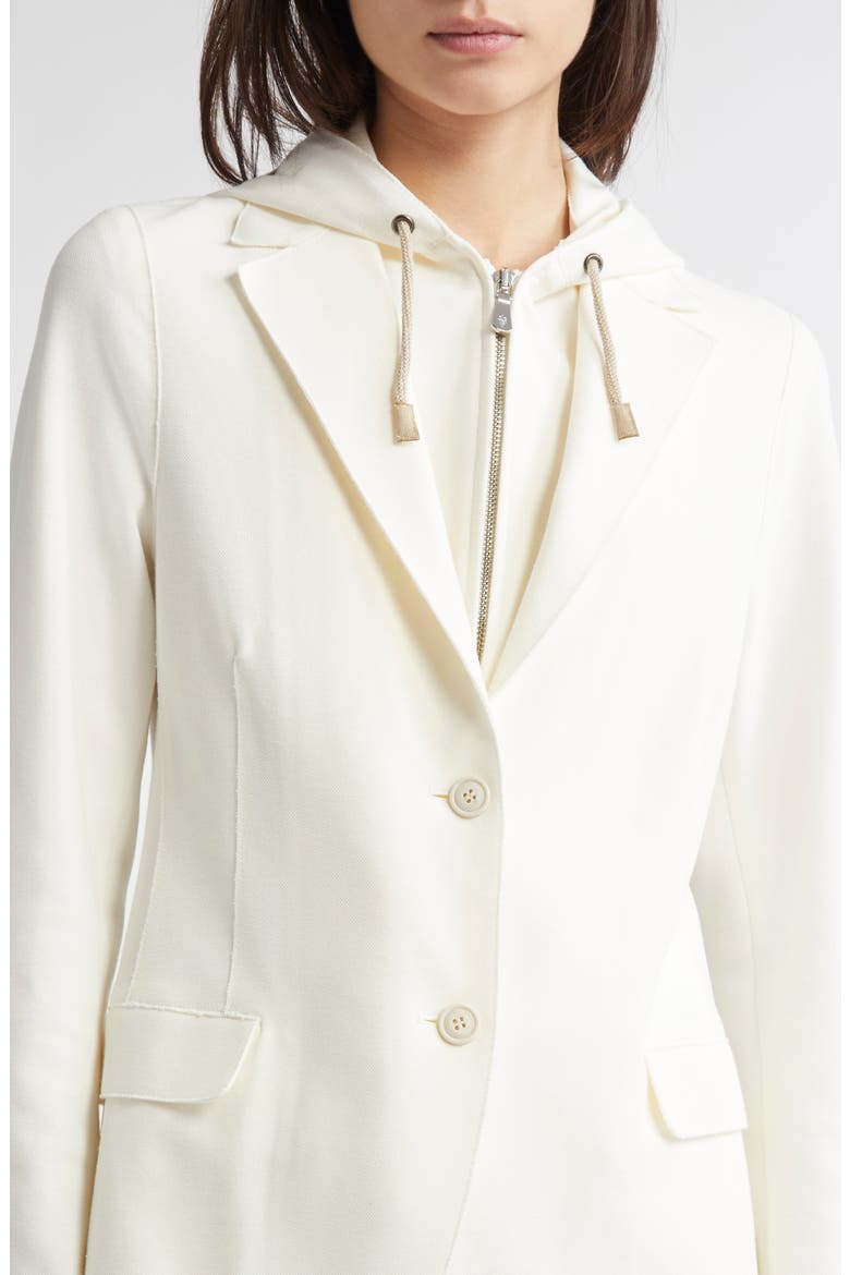 Cotton Blend Knit Blazer with Removable Hooded Bib, Alternate, color, WHITE