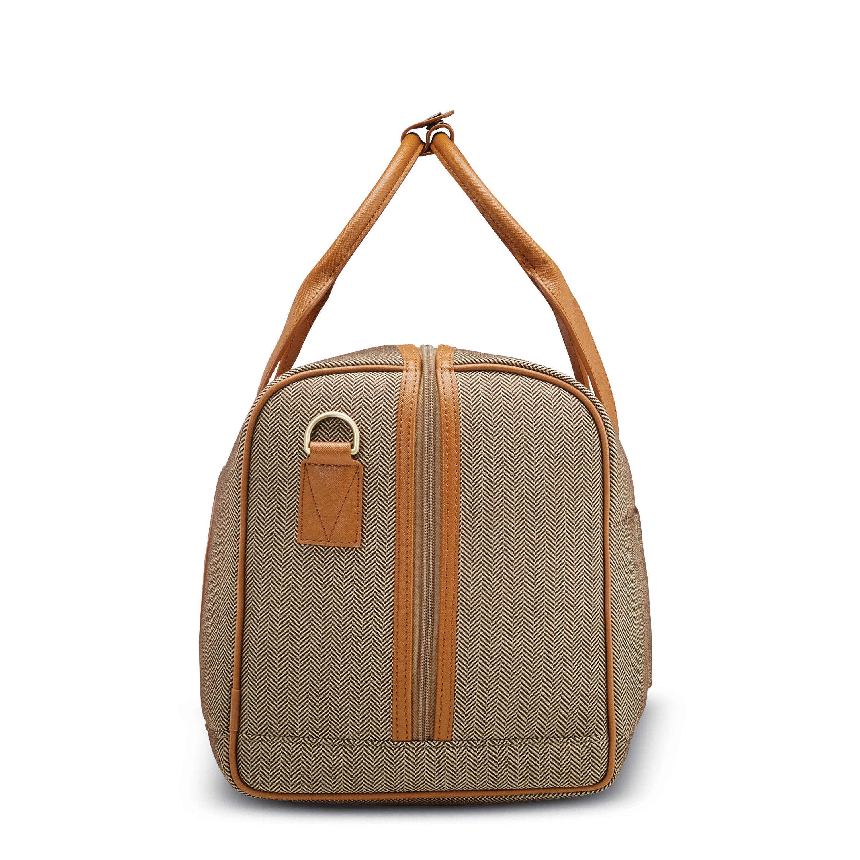 Herringbone Deluxe Weekend Duffel Bag, Alternate, color, Terracotta Herringbone