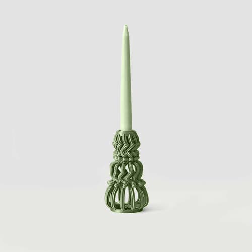 Form & Seek Frosting Loop Candle Holder In Green
