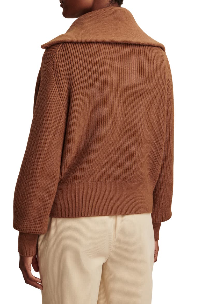 Maura Rib Half Zip Sweater, Alternate, color, CARAMEL PECAN