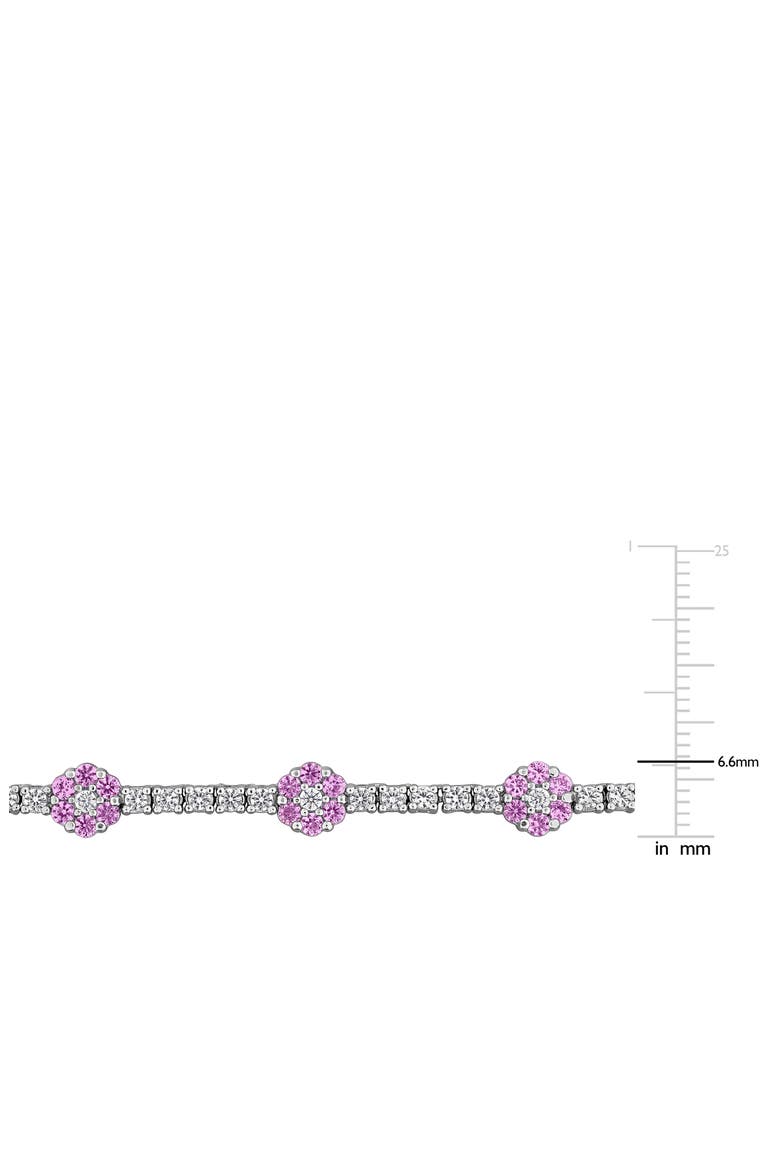 Lab Created Pink Sapphire & White Sapphire Floral Station Necklace, Alternate, color, PINK