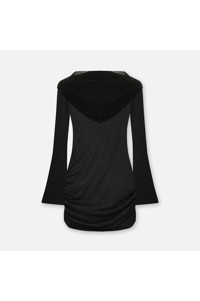 The Solar Reflections Hooded Sheer Draped Beach Dress, Alternate, color, BLACK