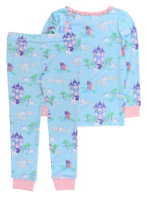 Rufflebutts Girls Softsnooze Ruffle Long Sleeve Pajama Set In Blue