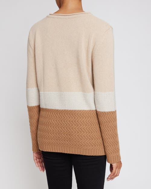 Santorelli Dora Color Block Sweater In Beige