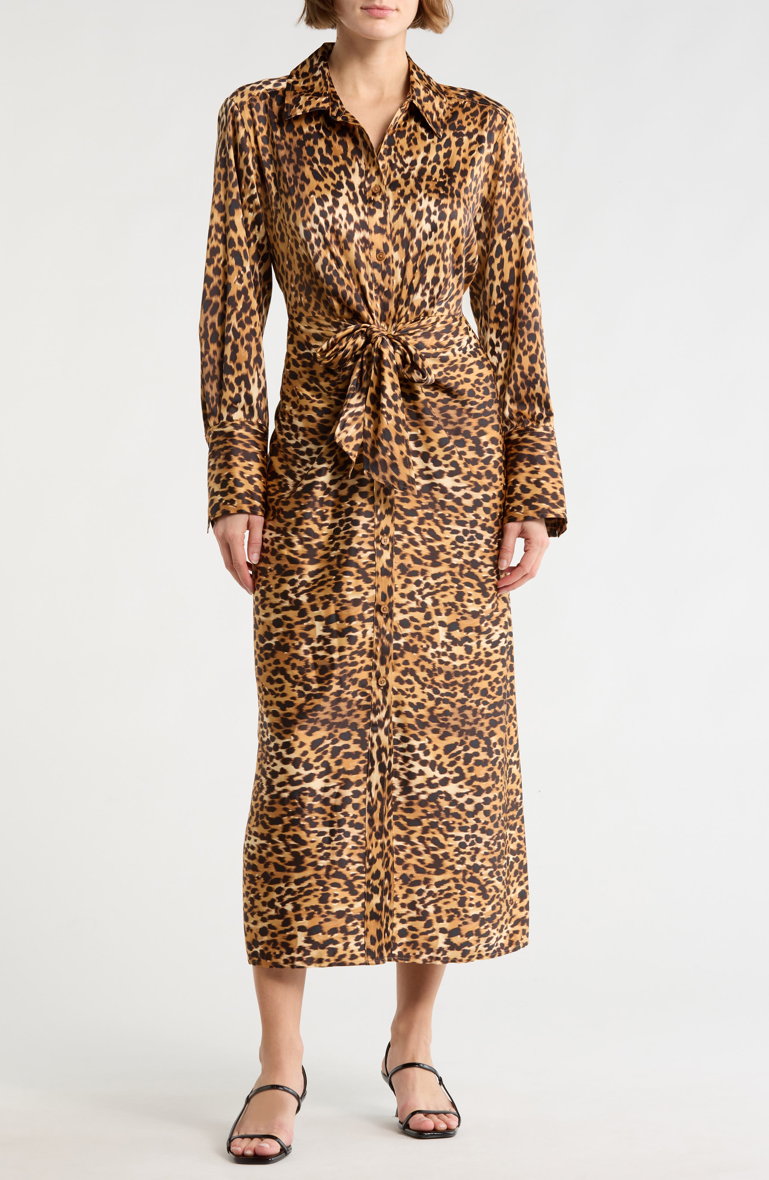 DKNY Jeans Cheetah Print Satin Dress