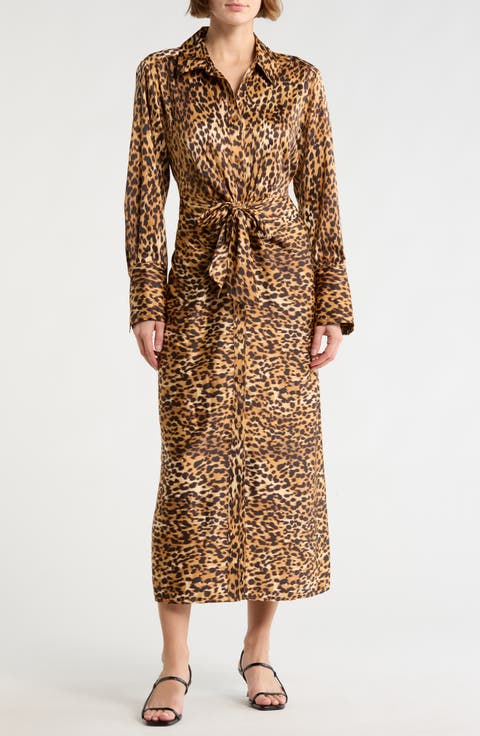Cheetah Print Satin Dress