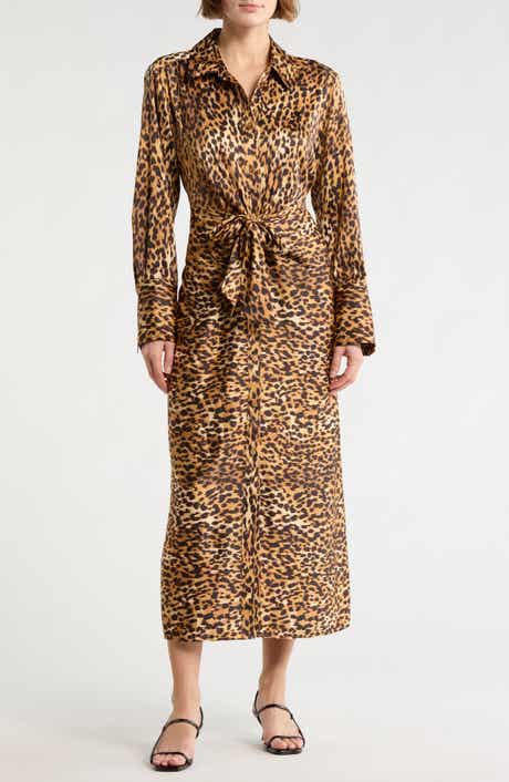 DKNY Jeans Cheetah Print Satin Dress