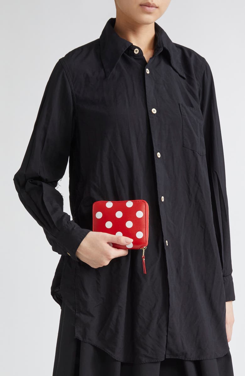Comme des Garçons Wallets Dot Print Leather Wallet, Alternate, color, Red