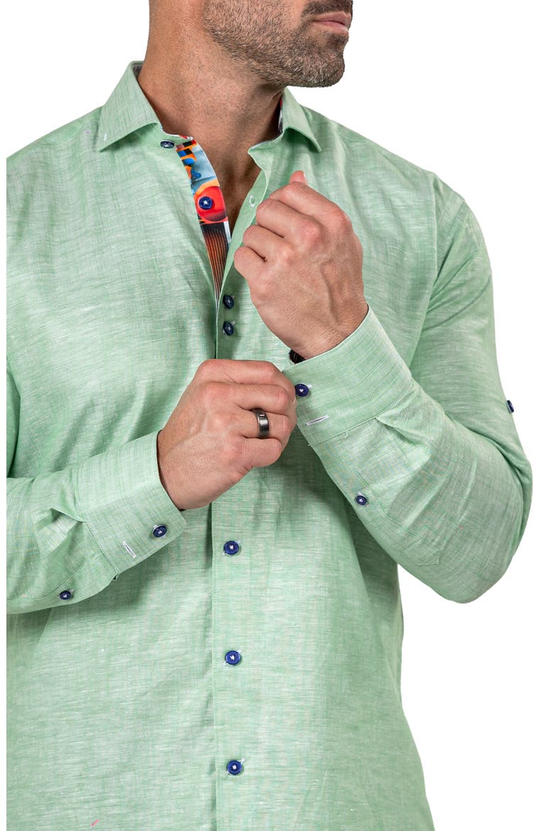 Eins Marthy Contemporary Fit Button-Up Shirt, Alternate, color, GREEN