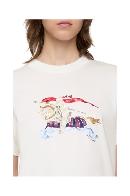 Burberry Crystal Ekd Cotton T-shirt In White