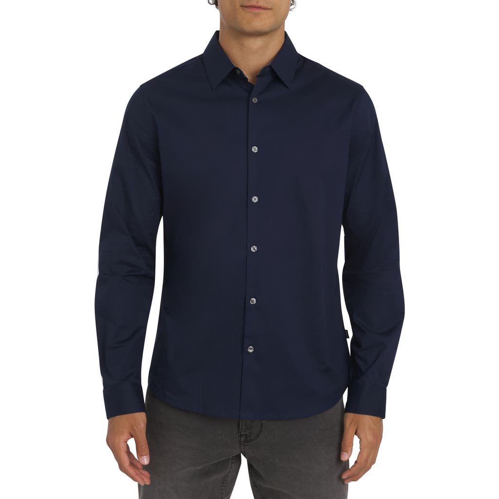 Dkny Sportswear Johnson Stretch Cotton Button-up Shirt In Black