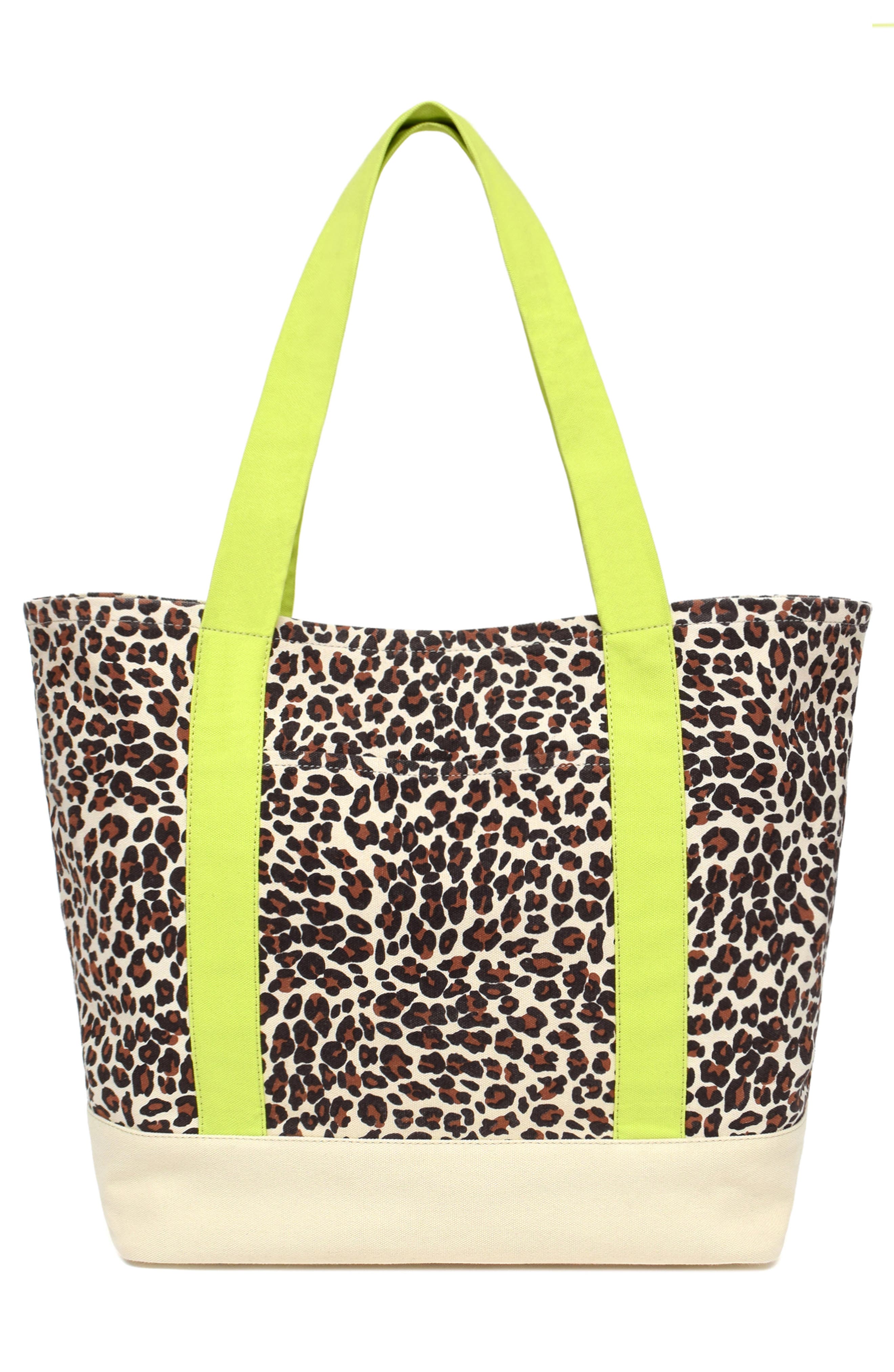 New Amsterdam Leatherworks Kylee Canvas Tote, Alternate, color, Leopard/ Citron