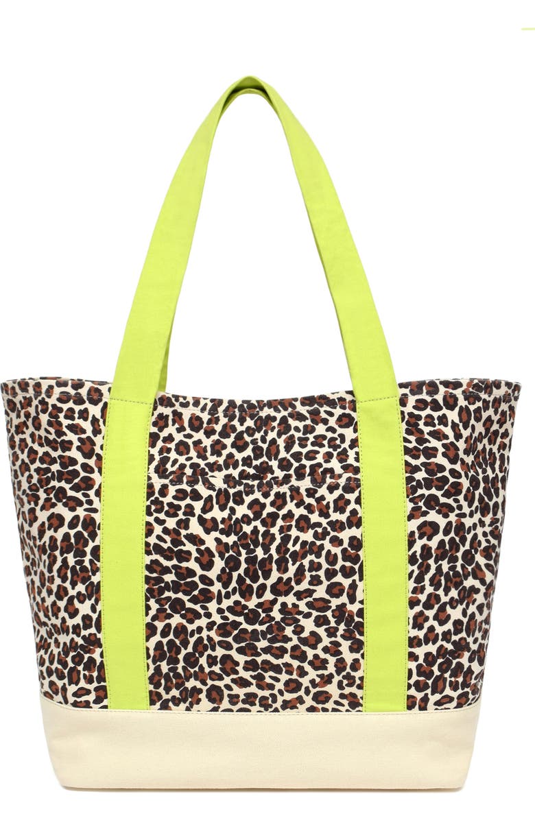 New Amsterdam Leatherworks Kylee Canvas Tote, Alternate, color, Leopard/ Citron