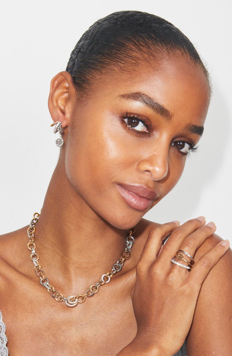 Tory Burch Icon Pavé Stacking Ring, Alternate, color, 