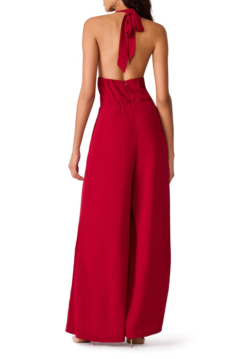 Aiyana Wide Leg Halter Jumpsuit, Alternate, color, TRUE RED