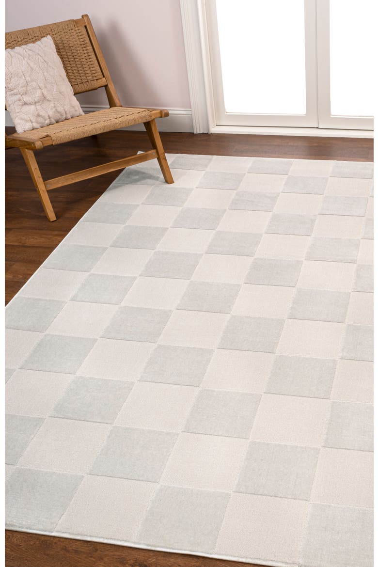 Thea Modern Geometric Checkerboard High-Low Area Rug, Alternate, color, White/Cream